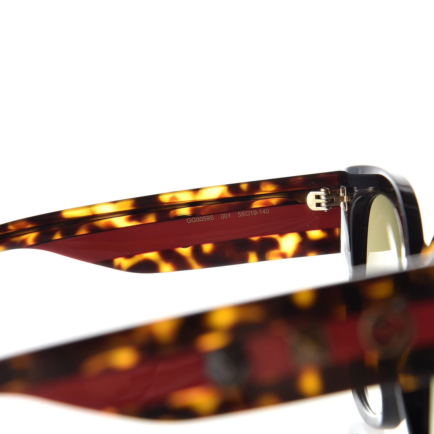 Gucci Acetate Square Frame Web Sunglasses GG0059S Black Tortoise 5 of 8