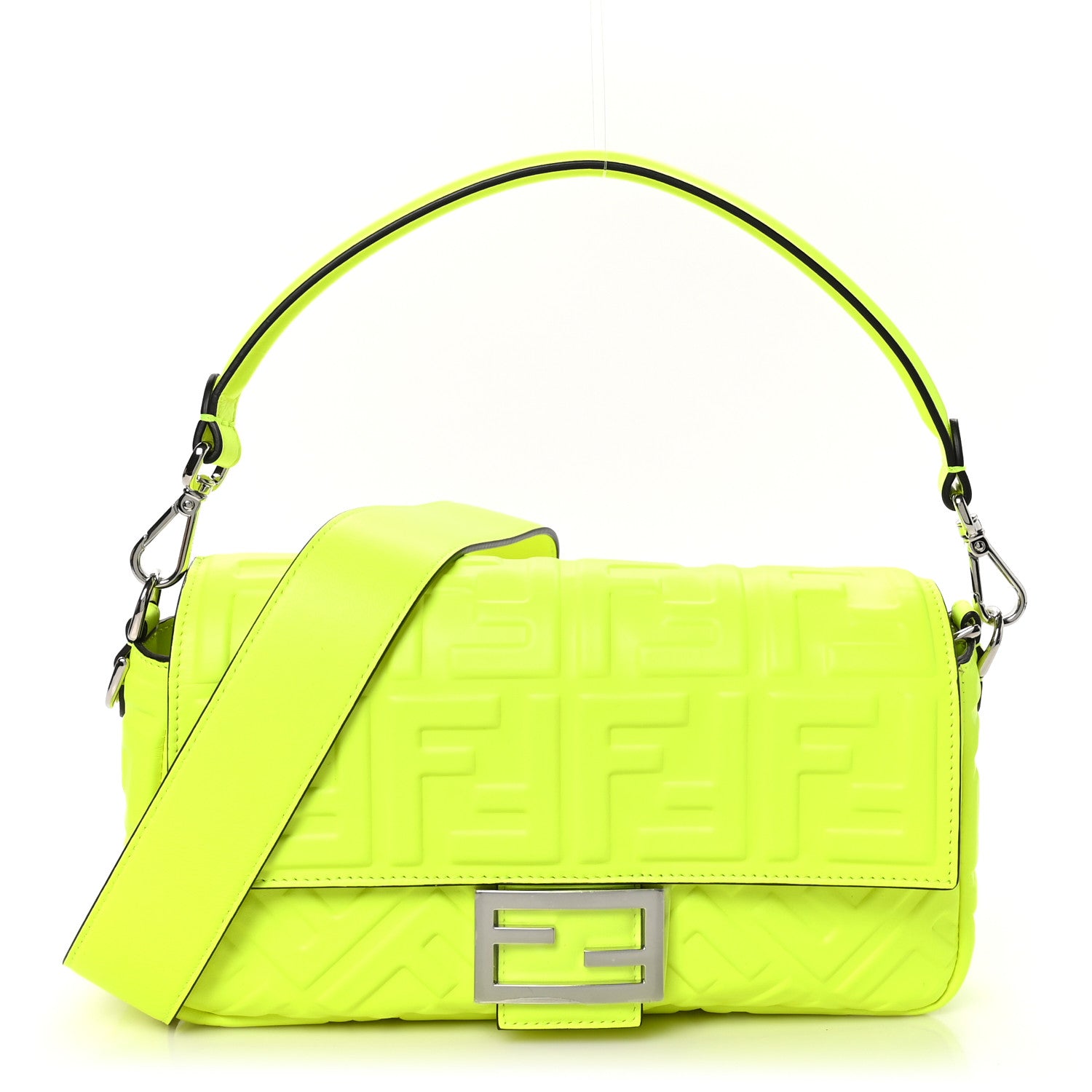 Fendi X MARC JACOBS Nappa FF 1974 Embossed Baguette Yellow Fluo 1 of 12
