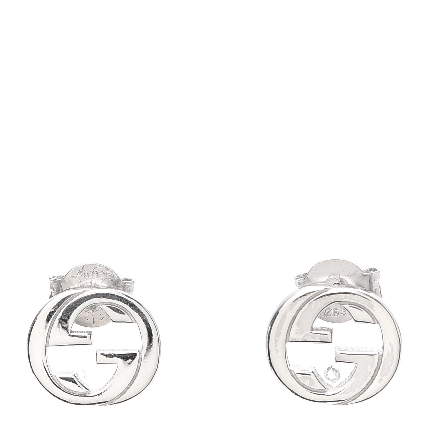 Gucci Sterling Silver Interlocking GG Stud Earrings 1 of 4