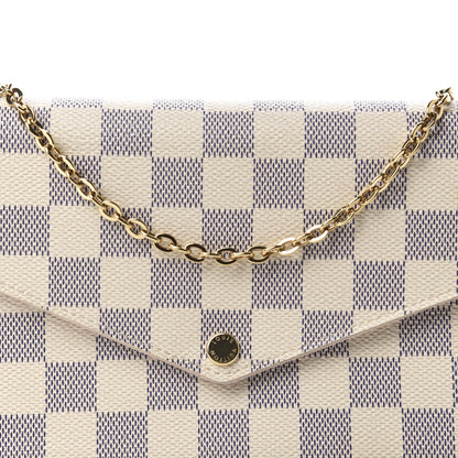Louis Vuitton Damier Azur Pochette Felicie Chain Wallet Rose Ballerine 13 of 13