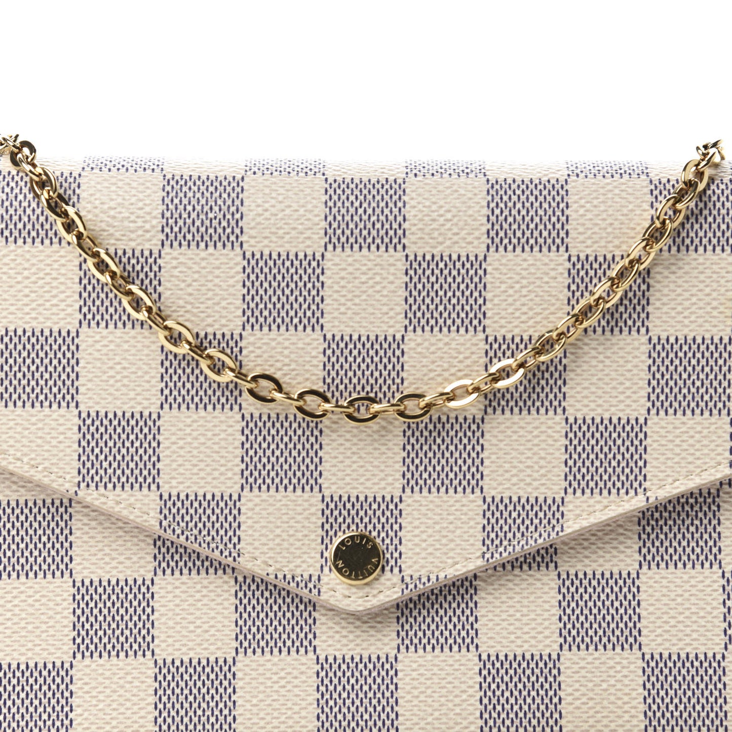 Damier Azur Pochette Felicie Chain Wallet Rose Ballerine