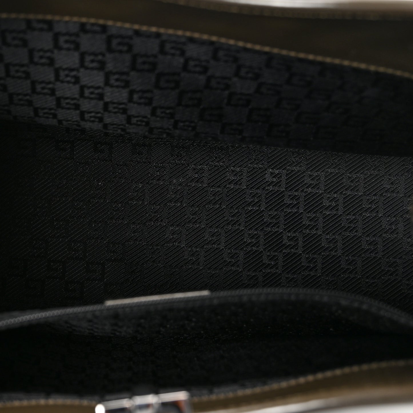 Patent Bardot Shoulder Bag Olive Green