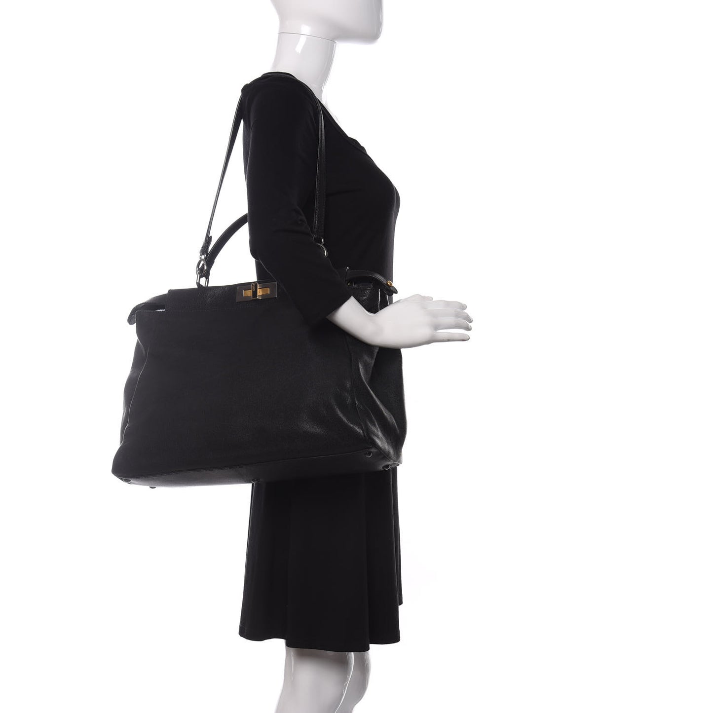 Goatskin Zucca Large Peekaboo Iconic Satchel Black Tobacco