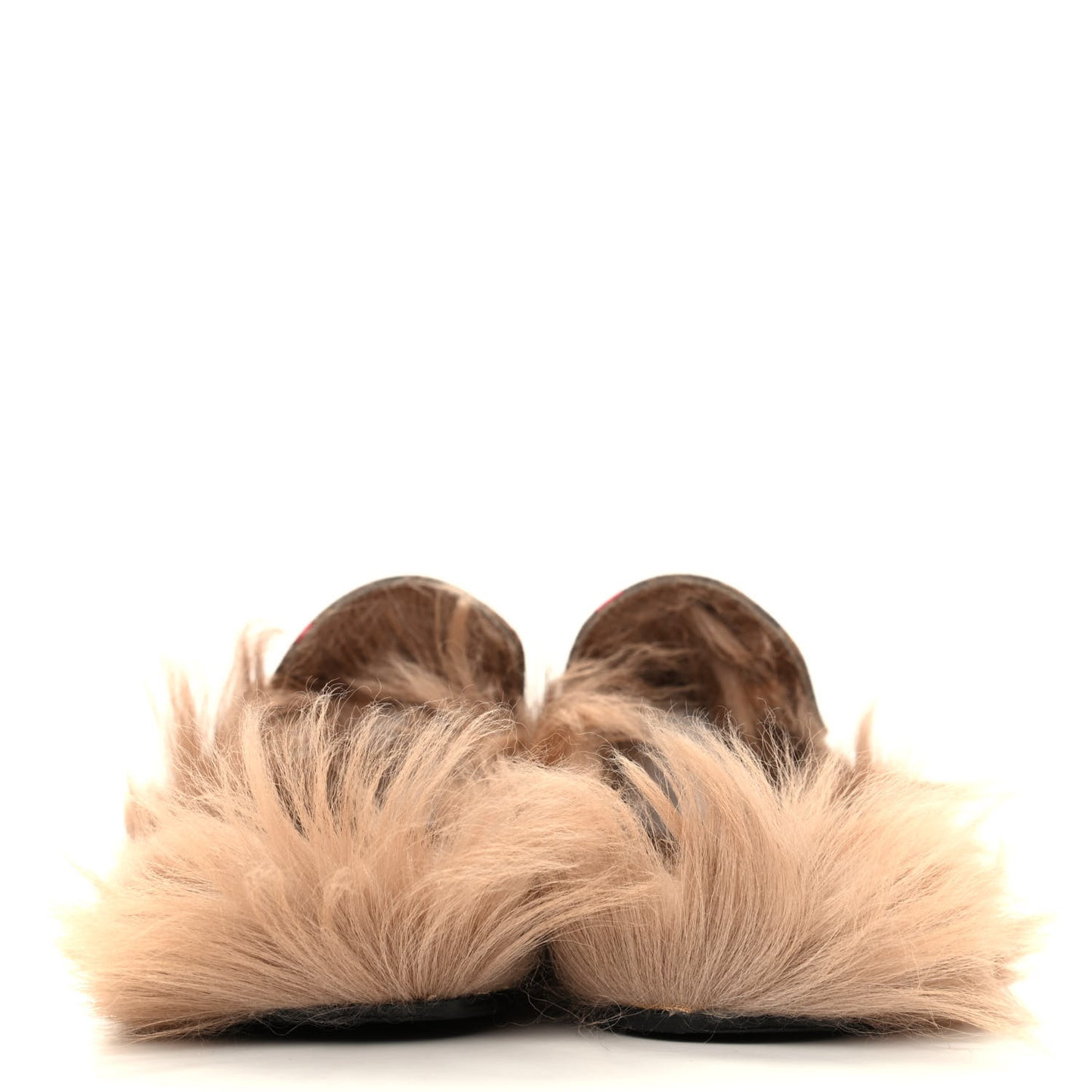 X DISNEY Mini Vintage GG Supreme Monogram Mickey Mouse Fur Womens Princetown Slippers 42 Beige Vintage Sun Oil