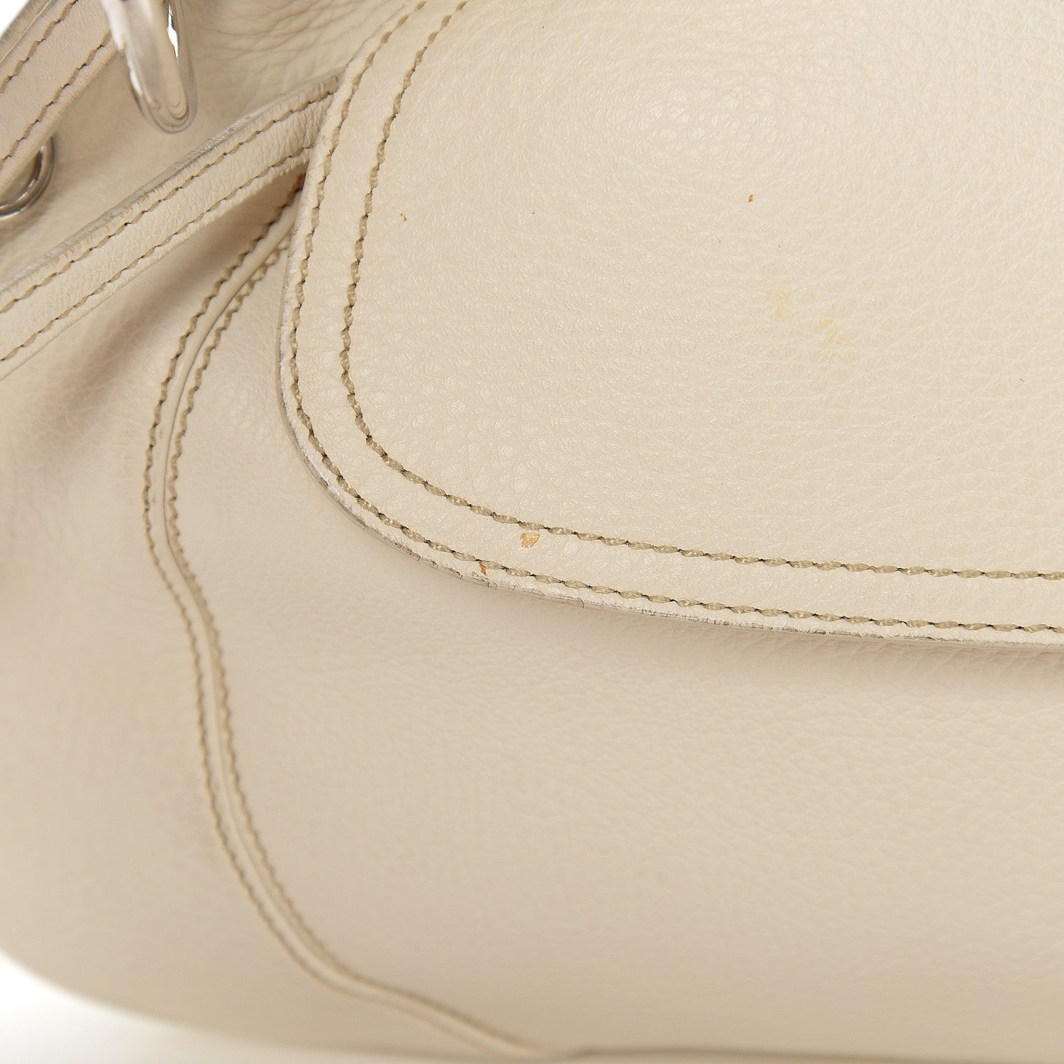 Prada Vitello Daino Metal Bar Top Handle Shoulder Bag White 8 of 18