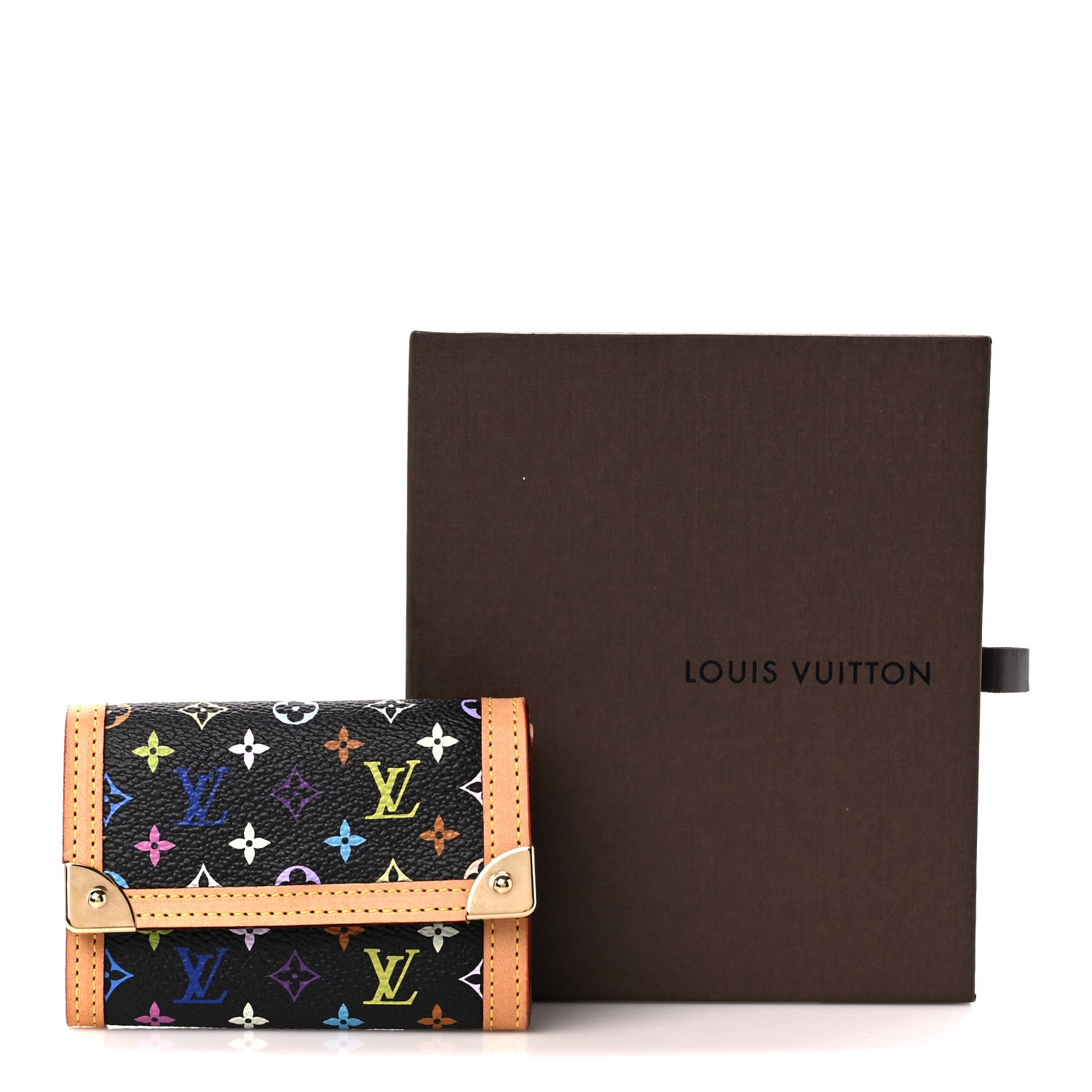 Louis Vuitton Monogram Multicolor Porte-Monnaie Plat Coin Purse Black 10 of 10