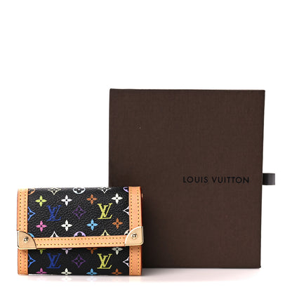 Louis Vuitton Monogram Multicolor Porte-Monnaie Plat Coin Purse Black 10 of 10