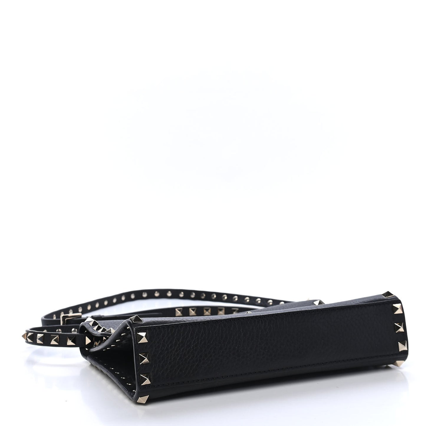 Pebbled Calfskin Medium Rockstud Flip Lock Crossbody Bag Black