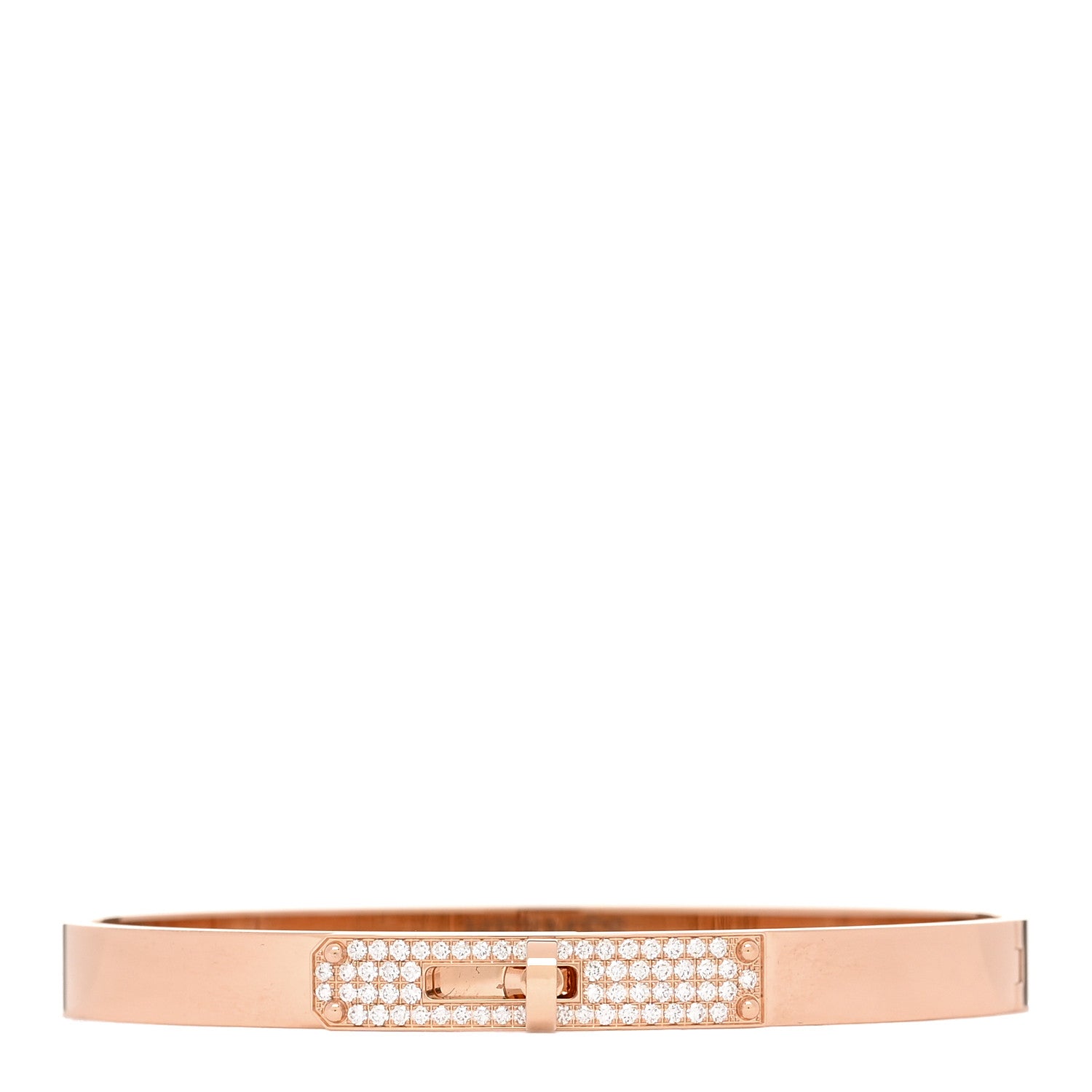 Hermes 18K Rose Gold Diamond PM Kelly Pave Bracelet XS 1 of 4