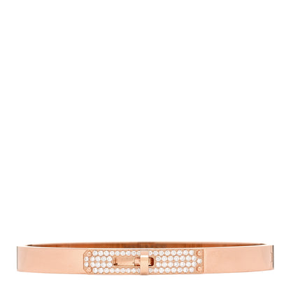 Hermes 18K Rose Gold Diamond PM Kelly Pave Bracelet XS 1 of 4