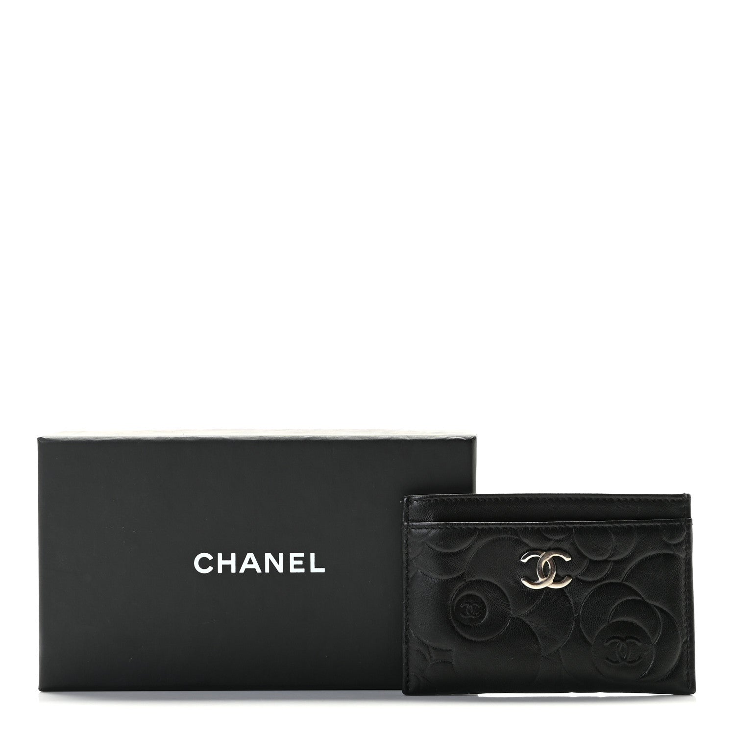 Chanel Lambskin Camellia Stitched Card Holder Black 8 of 8