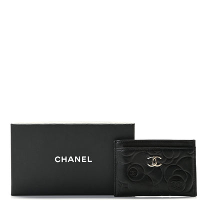 Chanel Lambskin Camellia Stitched Card Holder Black 8 of 8