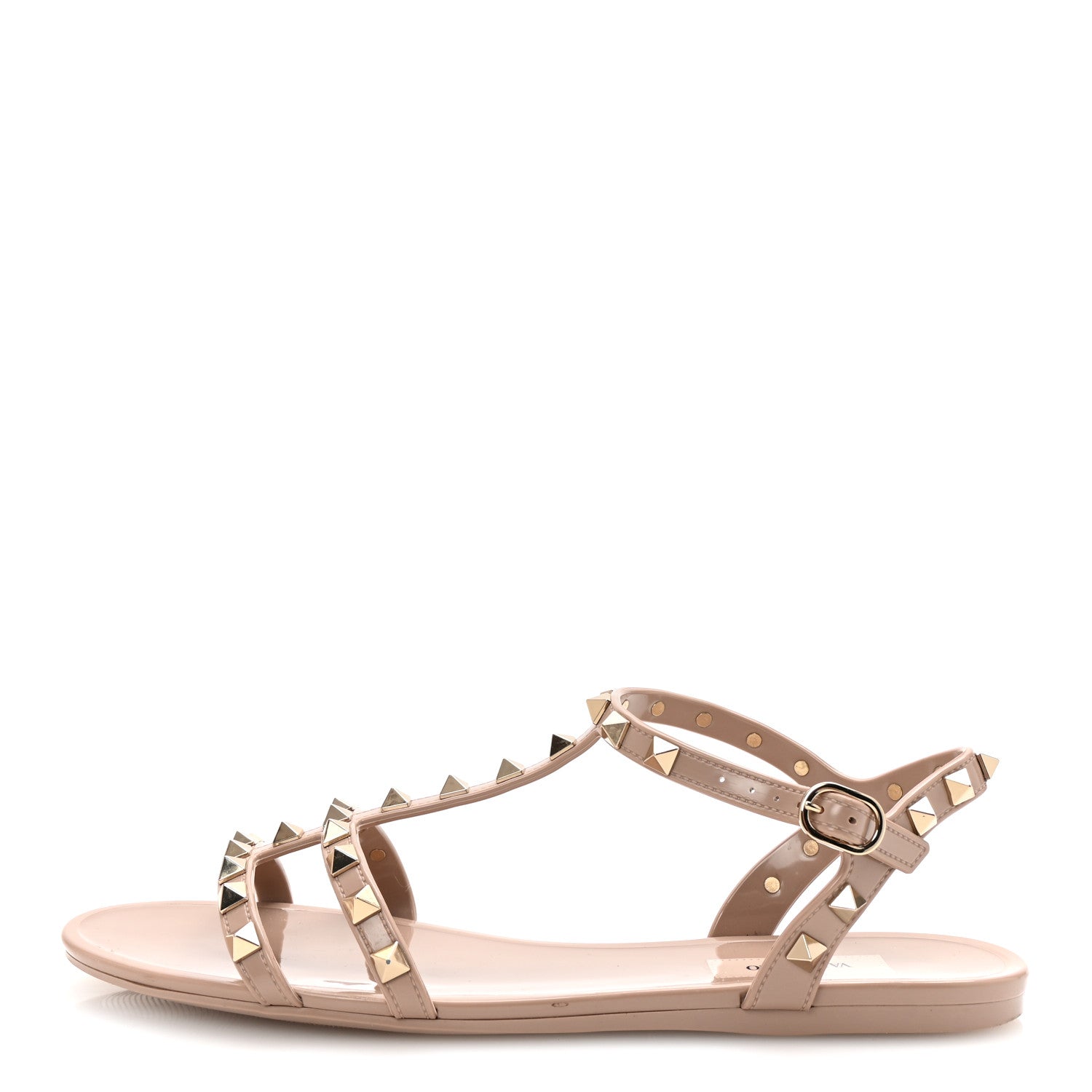Valentino Garavani PVC Jelly Rockstud Caged Sandals 39 Poudre 1 of 8