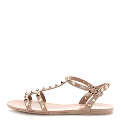 Valentino Garavani PVC Jelly Rockstud Caged Sandals 39 Poudre 1 of 8