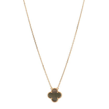 Van Cleef & Arpels 18K Rose Gold Gray Mother of Pearl Vintage Alhambra Pendant Necklace 1 of 6
