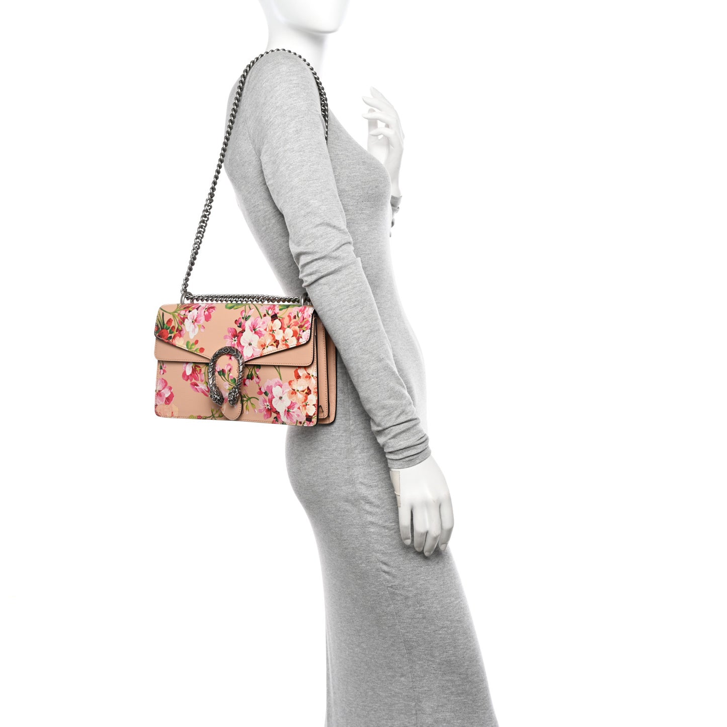 Calfskin Blooms Print Small Dionysus Shoulder Bag Pink Apricot Multicolor