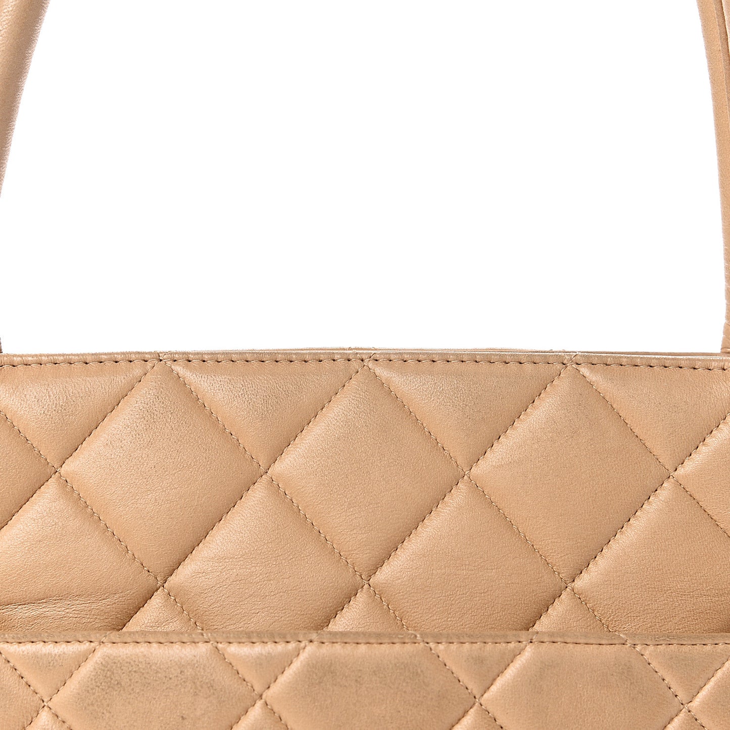 Lambskin Quilted Medallion Tote Beige