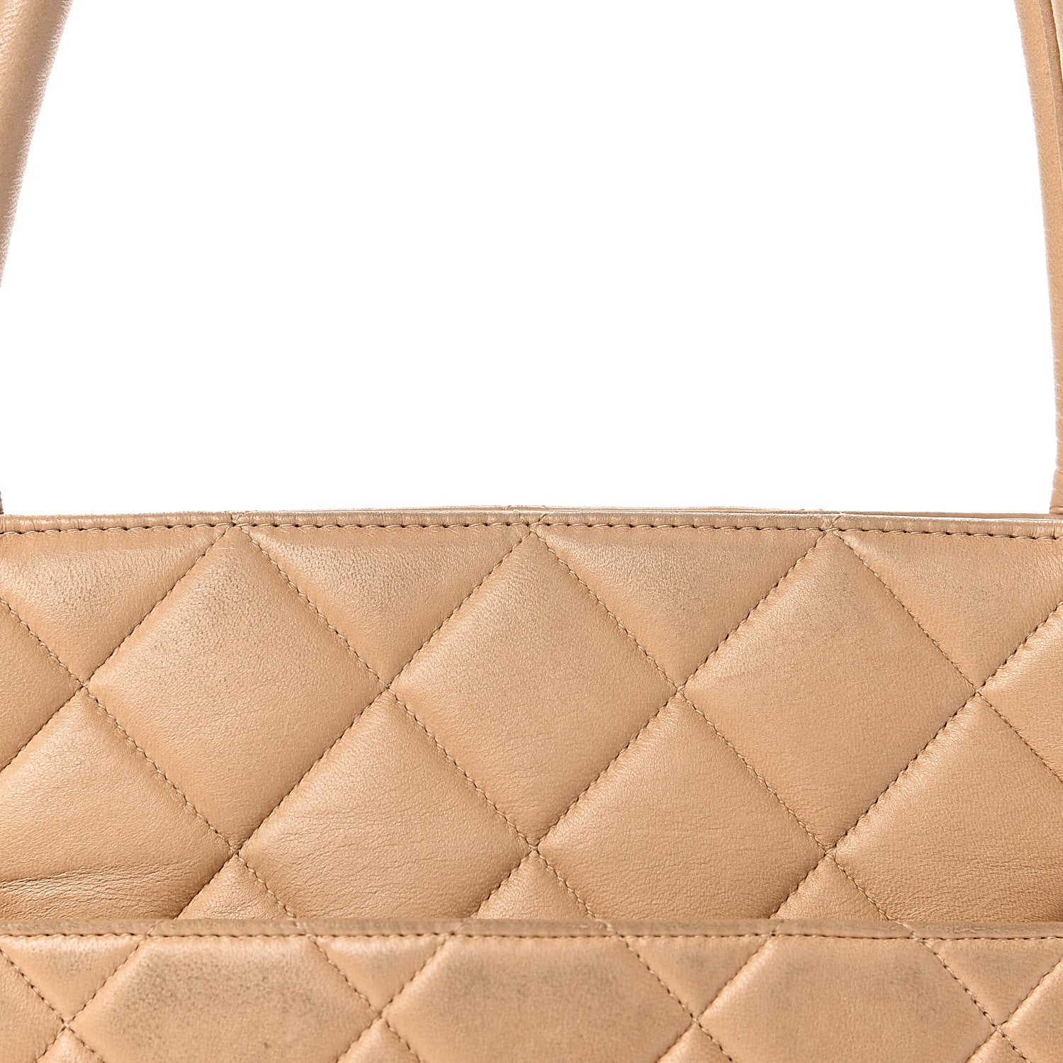 Chanel Lambskin Quilted Medallion Tote Beige 16 of 27