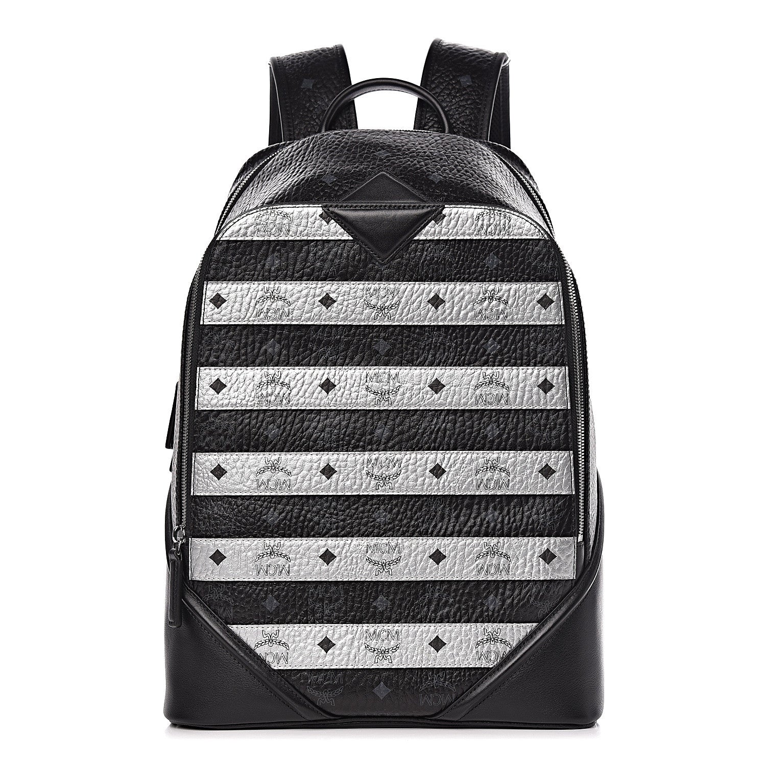 MCM Metallic Visetos Spot MD Backpack Silver Black 1 of 14