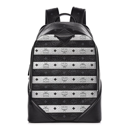 MCM Metallic Visetos Spot MD Backpack Silver Black 1 of 14