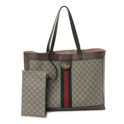 Gucci GG Supreme Monogram Web Ophidia Tote Brown 1 of 10
