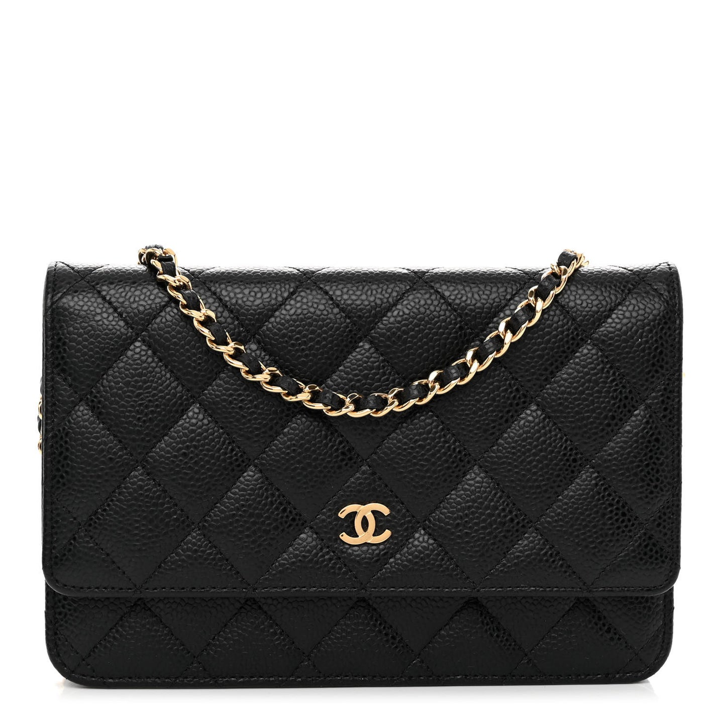 Caviar Quilted Wallet on Chain WOC Black