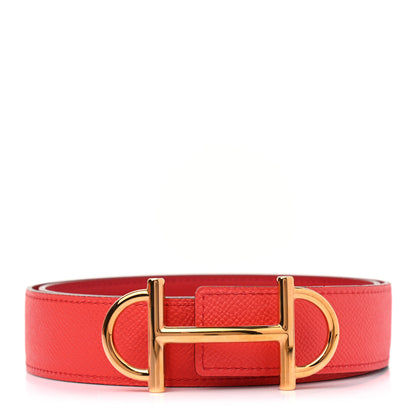 Hermes Swift Epsom 32mm Gamma Belt 85 Capucine Rouge Casaque 1 of 5