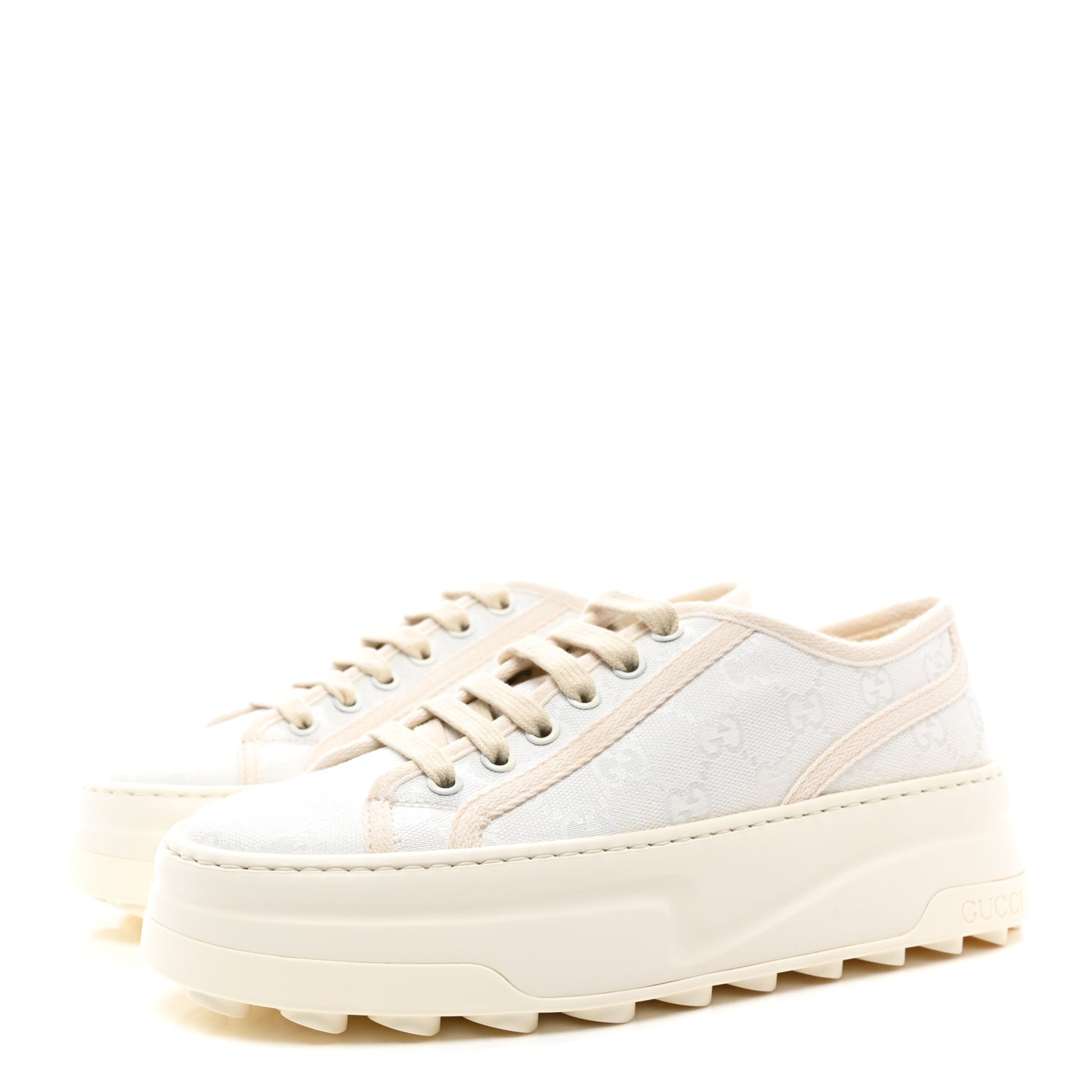 GG Monogram Womens 1977 Tennis Platform 52mm Sneakers 37 Great White Mystic White