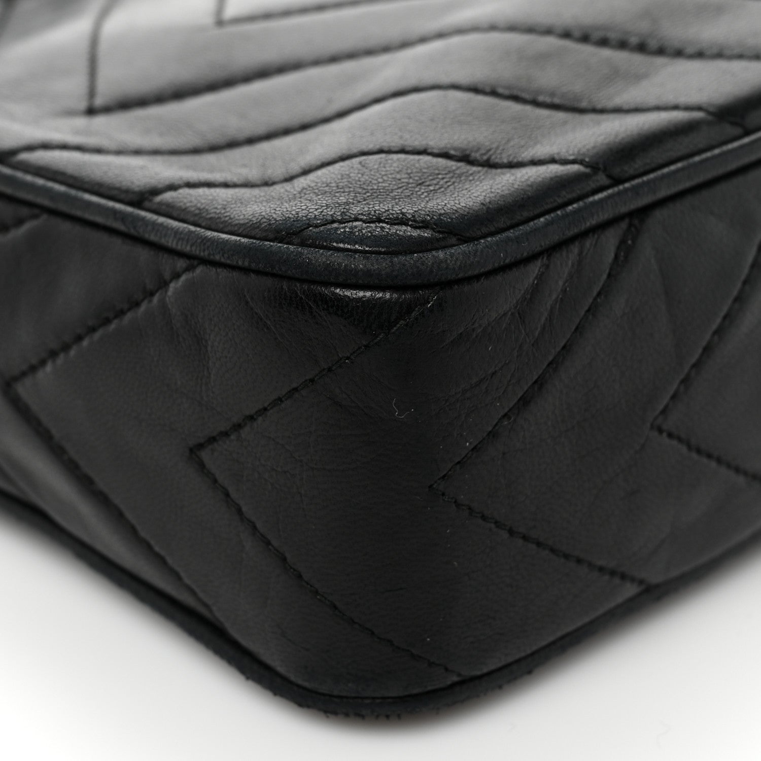 Chanel Lambskin Chevron Quilted Tassel Camera Case Black 6 of 7