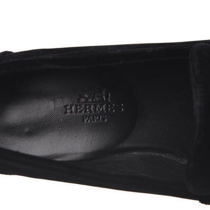 Hermes Velvet Womens Paris Loafers 35 Black 7 of 9