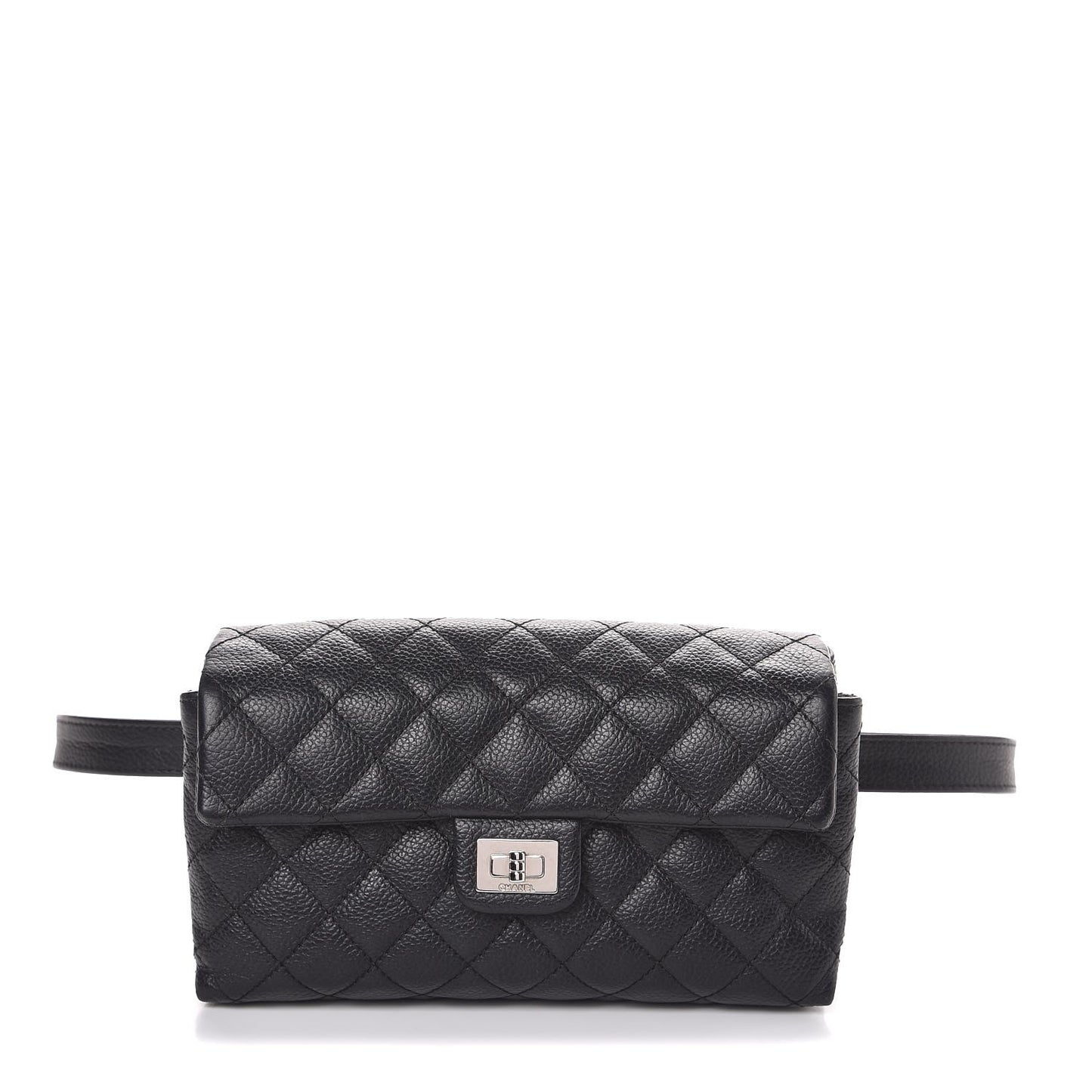 Grained Calfskin Quilted 2.55 Reissue Flap Belt Bag Clutch Black