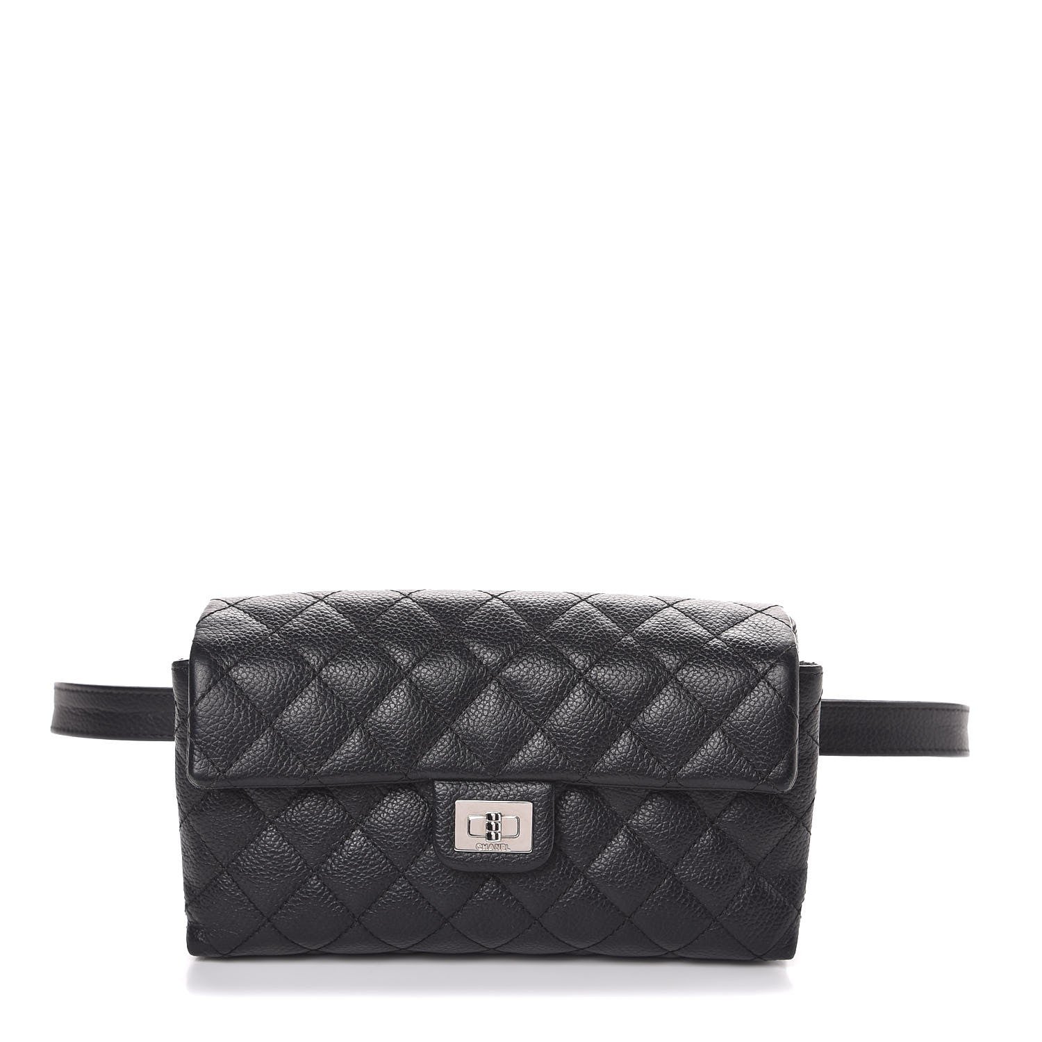 Chanel Grained Calfskin Quilted 2.55 Reissue Flap Belt Bag Clutch Black 1 of 7