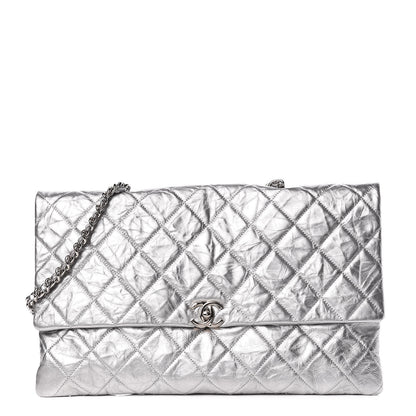 Chanel Metallic Crumpled Calfskin Big Bang Large Flap Bag Silver 1 of 9