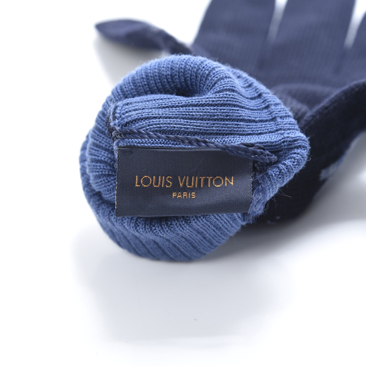 Louis Vuitton Wool Logo Split Gloves Blue 3 of 4