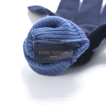 Louis Vuitton Wool Logo Split Gloves Blue 3 of 4