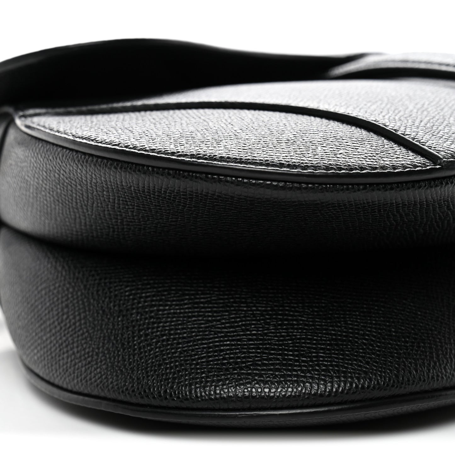 Grained Calfskin Saddle Bag With Strap Black