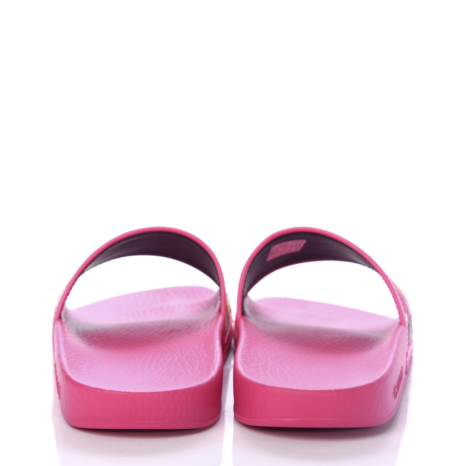 Gucci Canvas Flora Print Slide Sandals 37 Fluorescent Fuchsia 7 of 10