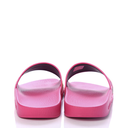 Gucci Canvas Flora Print Slide Sandals 37 Fluorescent Fuchsia 7 of 10