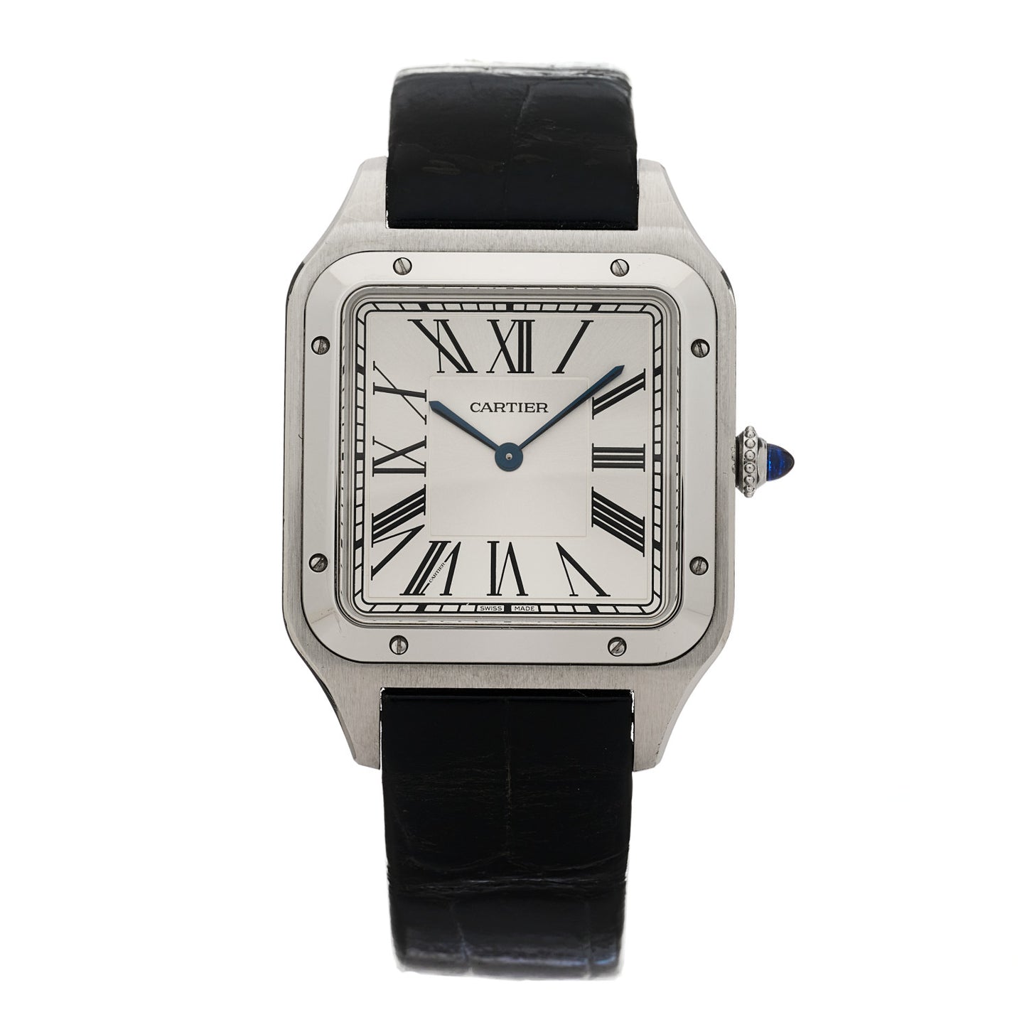 Stainless Steel Alligator 33.9mm Santos Dumont Manual Winding Watch