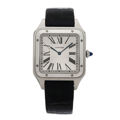 Cartier Stainless Steel Alligator 33.9mm Santos Dumont Manual Winding Watch 1 of 5