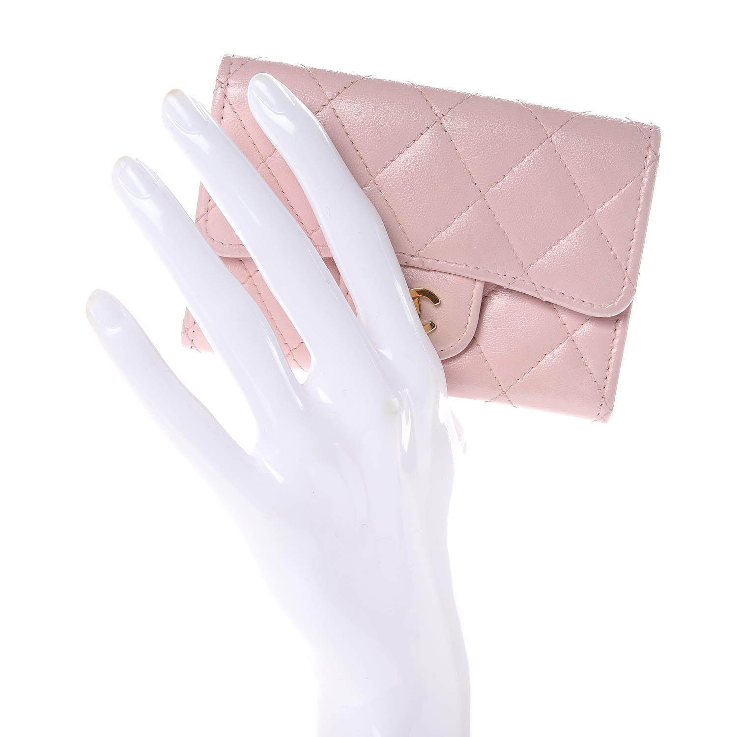 Chanel Lambskin Quilted Flap Card Holder Light Pink 2 of 8