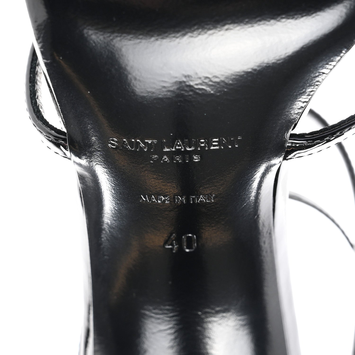 Saint Laurent Patent Cassandra 100 Ankle Strap Sandals 40 Black 6 of 8