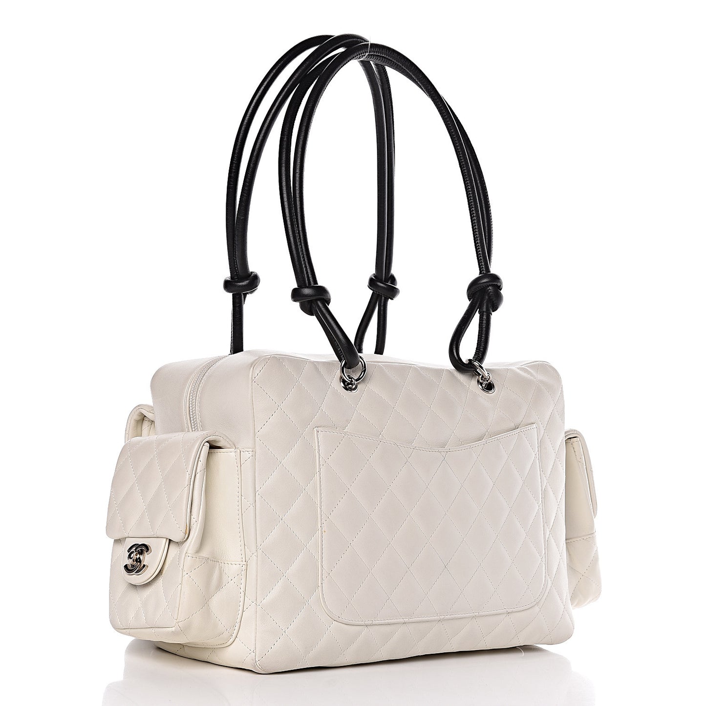 Calfskin Quilted Large Cambon Multipocket Reporter White