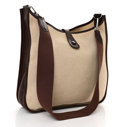 Hermes Toile Taurillon Clemence Evelyne PM Ecru Ebene 3 of 12