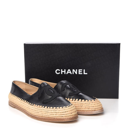 Chanel Lambskin Grosgrain CC Espadrilles 39 Black 14 of 14