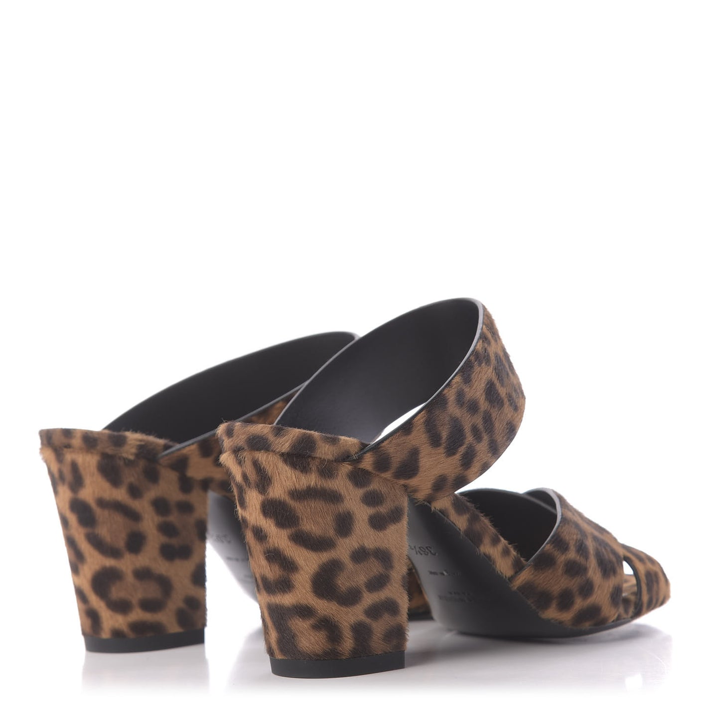 Ponyhair Leopard Print Oak 75 Ankle Strap Sandals 36.5 Brown