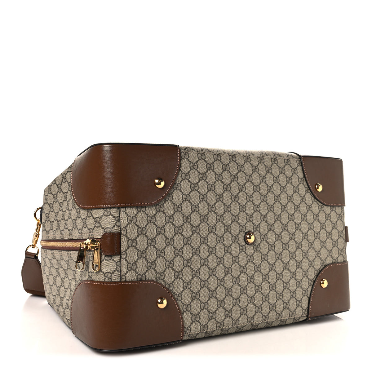 GG Supreme Monogram Azalea Calfskin Retro Interlocking G Large Duffle Bag Beige Ebony Brown Sugar