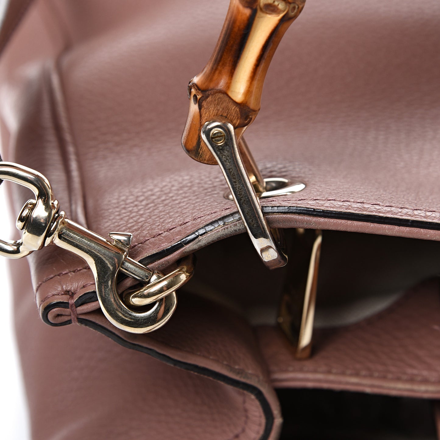Calfskin Small Bamboo Shopper Tote Dark Cipria