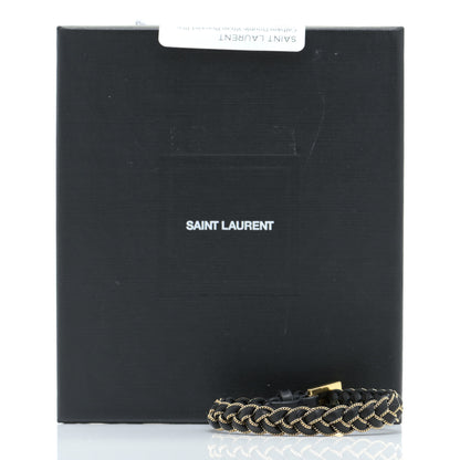 Saint Laurent Calfskin Braided Double Wrap Bracelet Black 7 of 7