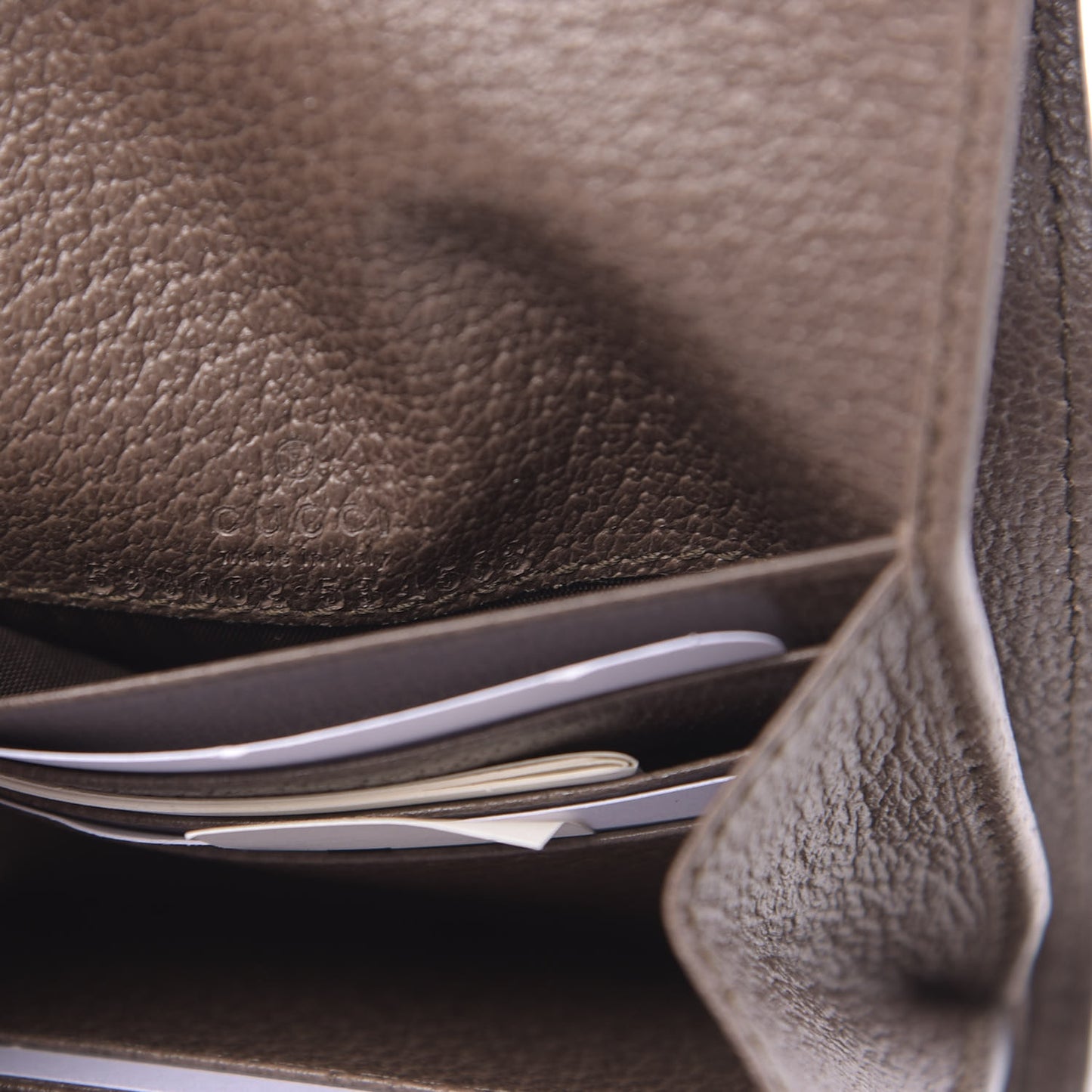 GG Supreme Monogram Textured Calfskin Web Ophidia Card Case Wallet Beige Ebony New Acero